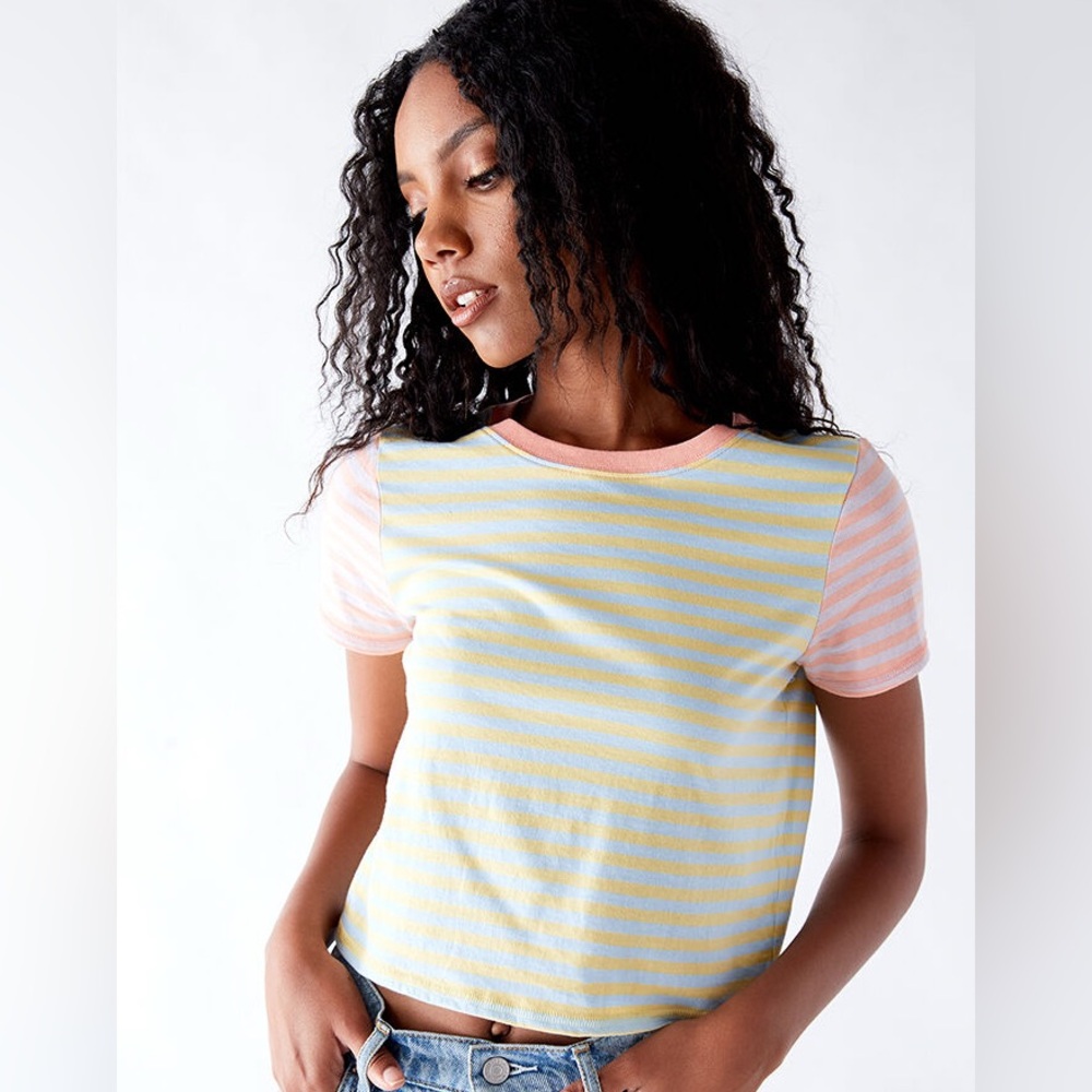 Pacsun Striped Pastel Baby Cropped Tee
